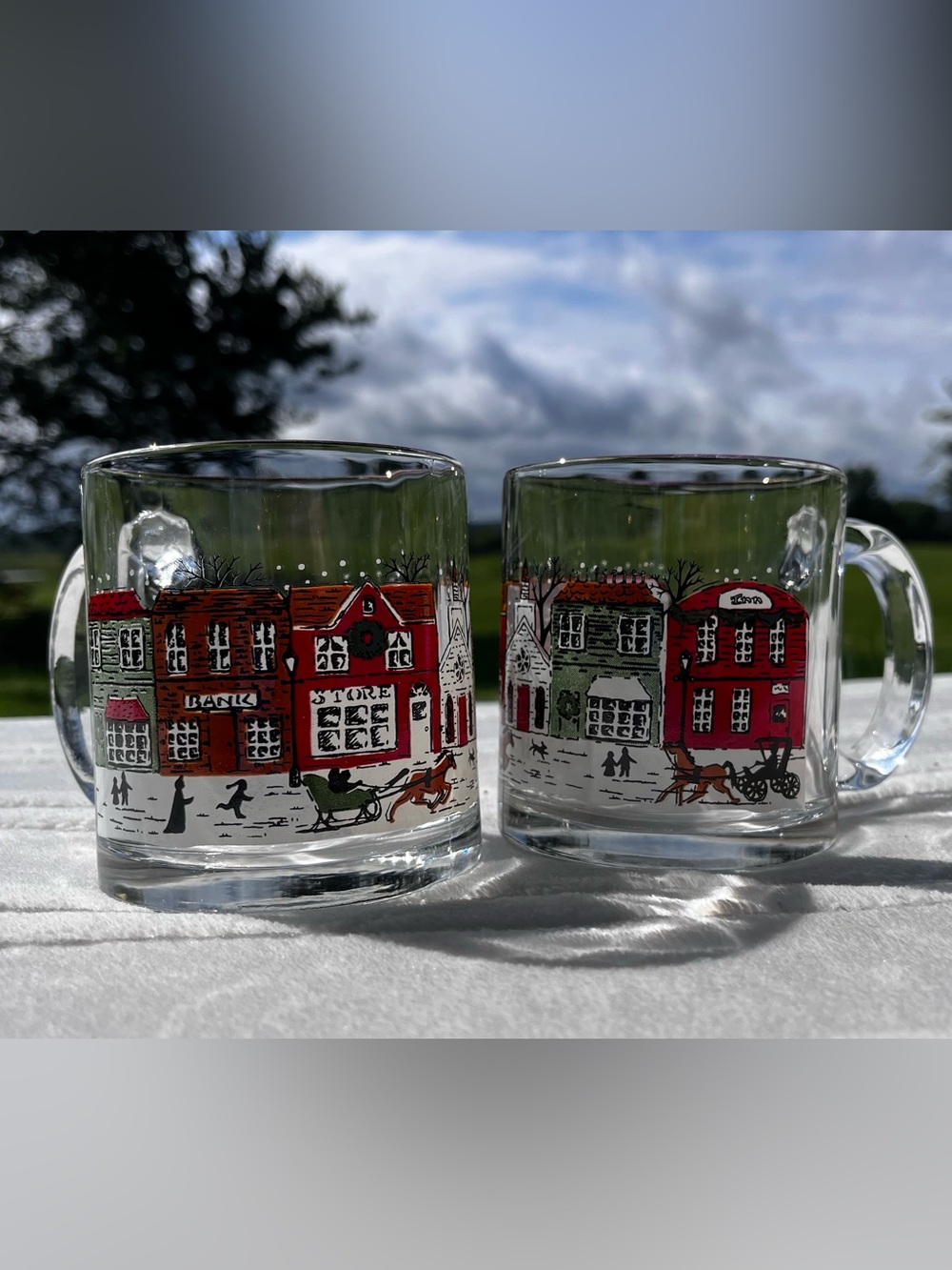 Libby Winter Scene Vintage Mugs